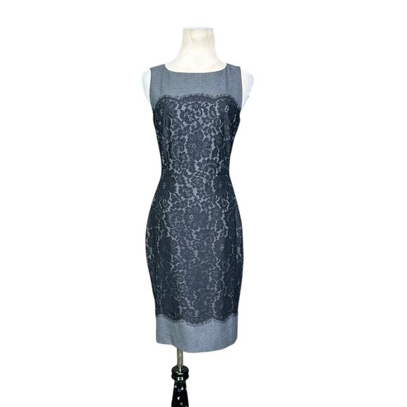 Banana Republic gray black lace overlay sheath dress size 0 - Picture 1 of 11